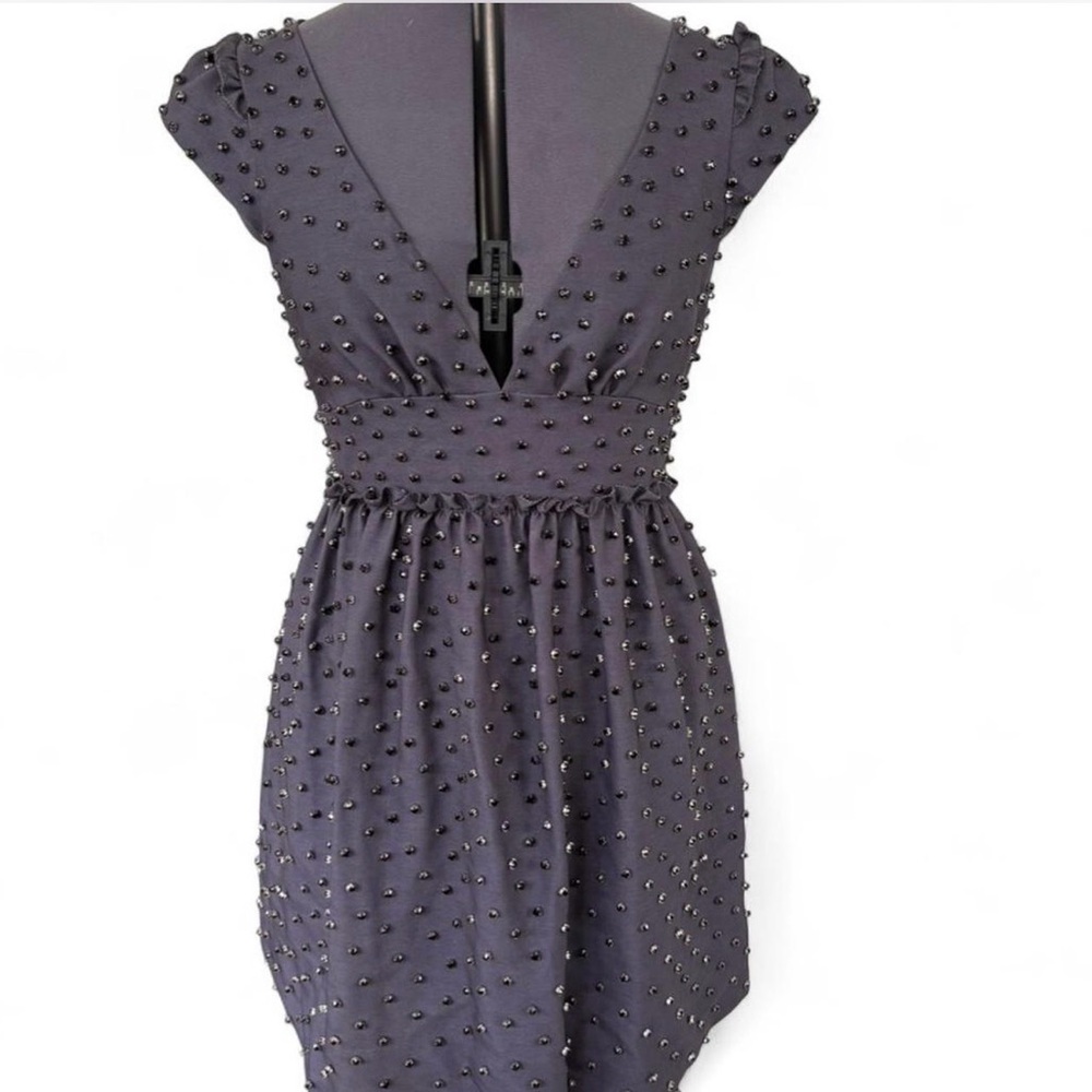 J. Crew 769 Madison Dark Navy V Neck Jewel Studded Dress